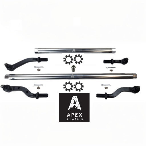 KIT125 - Jeep Wrangler JL & Gladiator JT - 2.5 Ton Tie Rod & Drag Link Assembly - Polished Aluminum