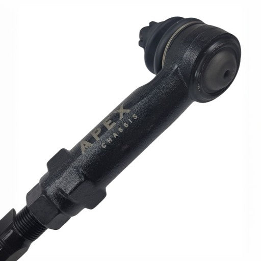 The Apex Chassis TR230 is a black metal heavy-duty tie rod assembly for Toyota 4Runner (LH or RH), featuring a ball joint at one end and a threaded bolt at the other.